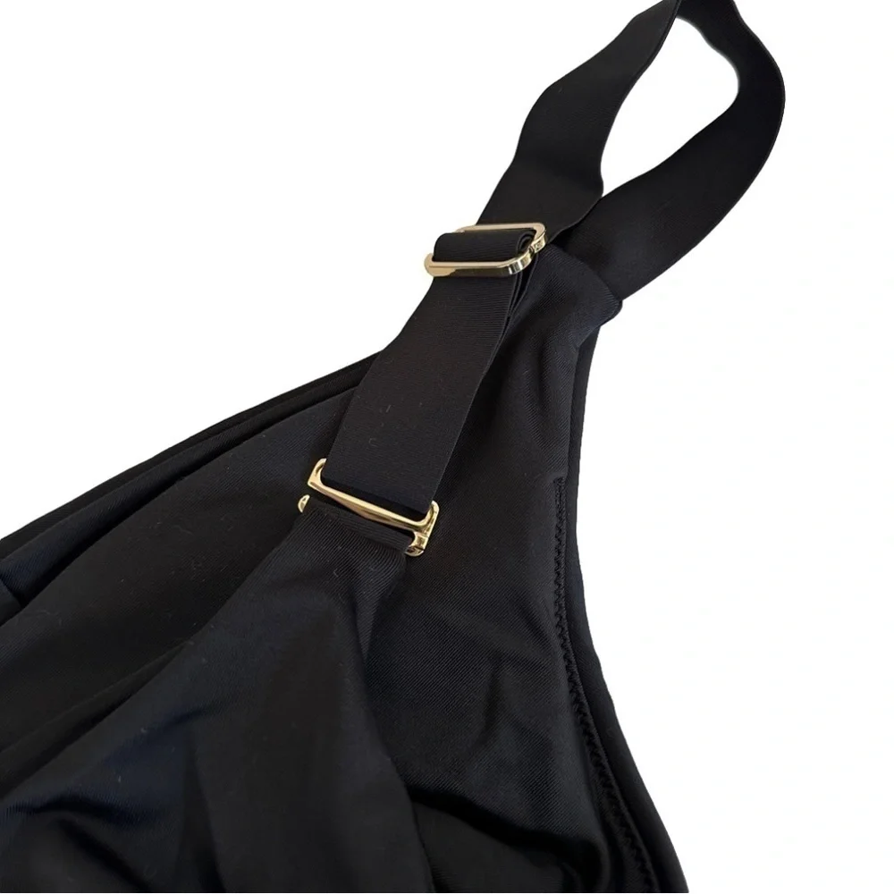 NWOT Black Women's Wrap One-Piece Swimsuit